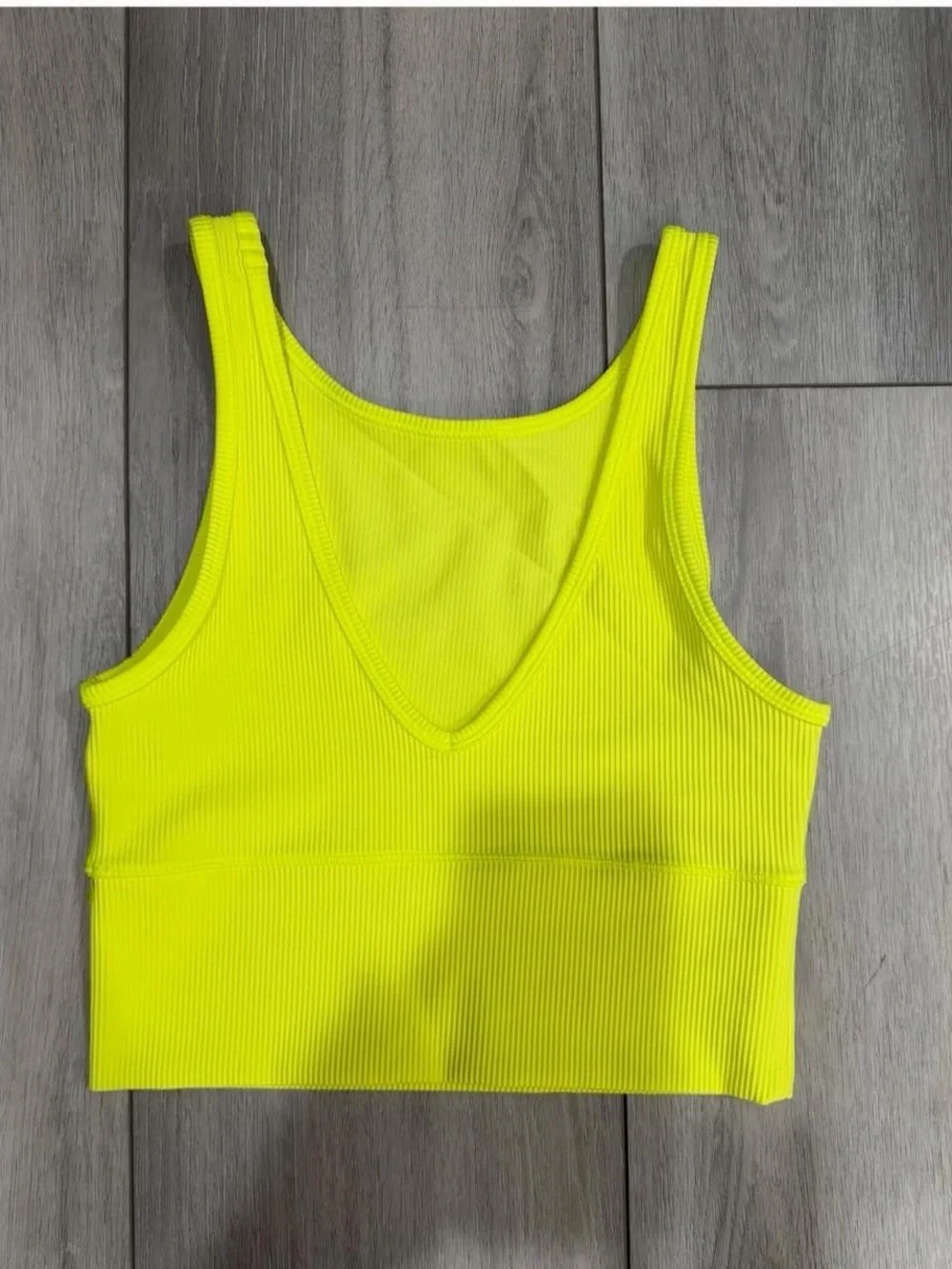 lululemon Power Pivot Ribbed Cropped Tank Top in Electric Lemon  — Size 6
